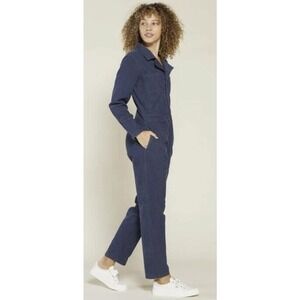 OUTERKNOWN S.E.A. Long Sleeve Navy Linen Cotton Blend Utility Jumpsuit - XS